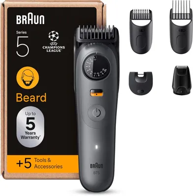Produktbild von Barttrimmer Series 5 Herren, 5 Zubehörteile, ultrascharfe ProBlade Klinge, 40 Längen 0,5 mm, wasserdicht, 120 Min Akku, kabelloser Bartschneider