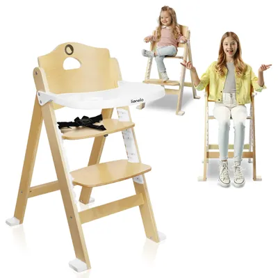 Image de Lionelo Floris Chaise haute en bois pour enfants - Blanc Naturel