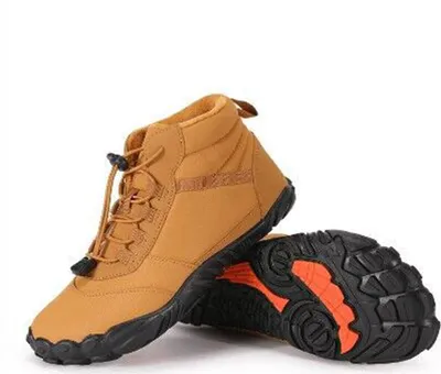 Produktbild von ASKSA Herren Damen Winter Barfussschuhe Gefuettert Warm Winterstiefel Wasserdicht Schneestiefel, Gelb, Groesse: 40