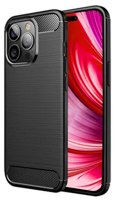 Immagine prodotto di Custodia per iPhone 14 Pro - Custodia per cellulare in silicone antiscivolo nero opaco con aspetto al carbonio