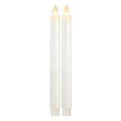 Produktbild von Star Trading 064-69 LED-Wachskerzen "M-Twinkle" lang2er Pack, Farbe: weiß,ca. 24x2,2 cm, bewegende FlammeBatterie, Timer, Blister