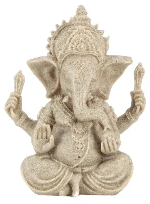 Ganesha Statue aus Sandsteinharz, 11,5 x 10 cm, Wohnkultur