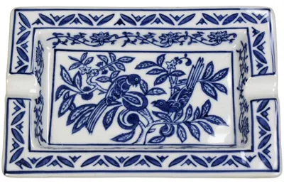 Zdjęcie produktu dla Zestaw porcelanowych popielniczek "Asbak", niebieski, 18x13x2,5 cm