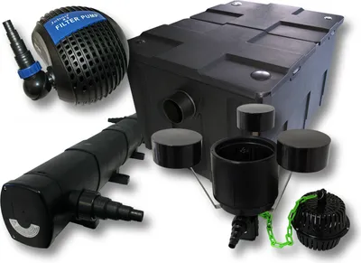 Produktbild von Wiltec Komplettset: CBF-550 Teichfilter bis 60000 L Teichfilteranlage als Durchlauffilter, NEO10000 Teichpumpe 10000l/h 80W, CUV-272 Teichklärer UVC Klärer mit 72W, CSP-250 Schwimmskimmer 2500l/h 45W