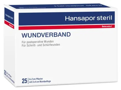 Produktbild von Hansapor steril Wundverband 6 x 7 cm Pflaster mit 3 x 4 cm Wundauflage, 25 St. Wundauflagen