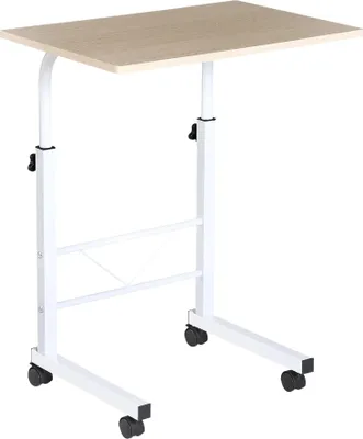 Produktbild von Computertisch - Höhenverstellbarer Schreibtisch - Rechteckig - Freistehend - Für Schule und Büro - Weiß und Holz