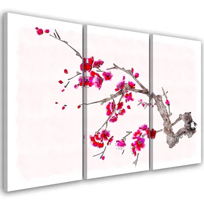 Produktbild von Triptychon auf leinwand natur - rosa 120x80 cm Feeby rosa wandbild bereit zum aufhängen