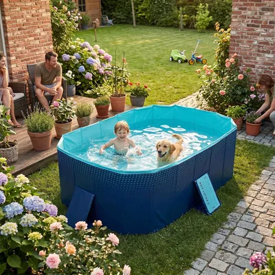 Produktbild von Faltbarer Pool aus Premium-PVC, übergroßer Kinderpool, einfacher Aufbau, 1,6 m für den Außenbereich