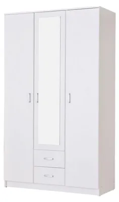 Produktbild von Dmora Kleiderschrank 3 Türen Crati 120x52 cm Weiß, 4 Regale, 2 Schubladen