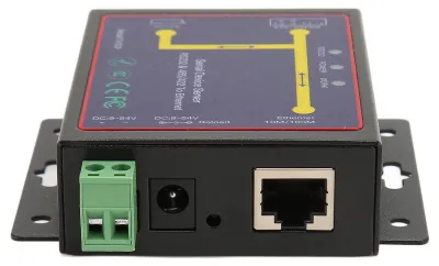 Zdjęcie produktu dla Adapter szeregowy na Ethernet RS232/RS485/RS422, 10 Mb/s – 100 Mb/s, port RJ45, prędkość transmisji 300–230 400 bps, serwer TCP/IP, konwerter Ethernet, zasilanie 100–240 V, wtyczka UE