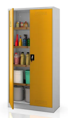 Produktbild von Jan Nowak Umweltschrank Gefahrstoffschrank Pflanzenschutzschrank Chemikalienschrank Spritzmittelspind MARIA 185 x 90x 40 cm grau-gelb