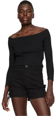 Produktbild von Urban Classics Damen Ladies Off Shoulder Rib Longsleeve T-Shirt, Black, L