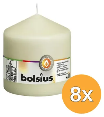 Image de Bolsius : Bougie ronde 100/98 mm (8 pièces) - ivoire