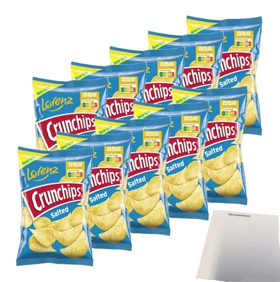 Produktbild von Lorenz Crunchips Salted VPE (10x150g Packung) + usy Block