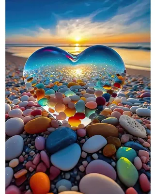 Zdjęcie produktu dla Puzzle 1000 elementów, motyw: serce, kamyki, plaża, wymiary: 70 x 50 cm