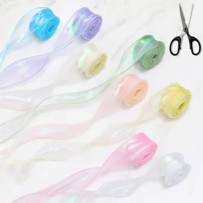 Organza-Lint 8 Rollen 4 cm x 9 m Glitzerband für Dekoration