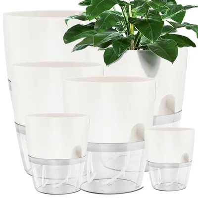Productafbeelding van Solidchoice - Set van 6 Zelfbewaterende Plantenpotten met Drainagegaten