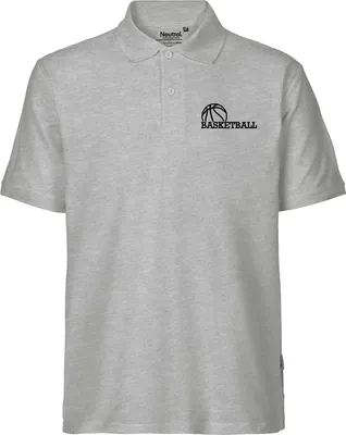 Produktbild von Huuraa Herren Polo Shirt Basketball Ball M Sport Grey Bio Baumwolle Fairtrade Poloshirt Geschenkidee