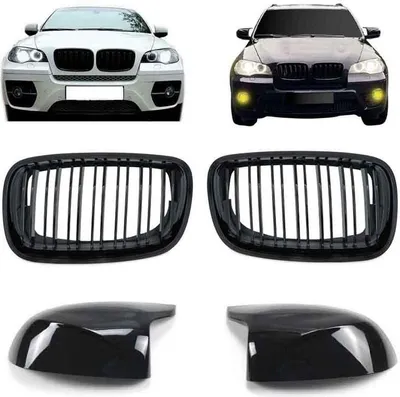 Produktbild von Sport Kühlergrill Spiegelkappen Schwarz passend für BMW X5 E70 Bj. 2006-2013