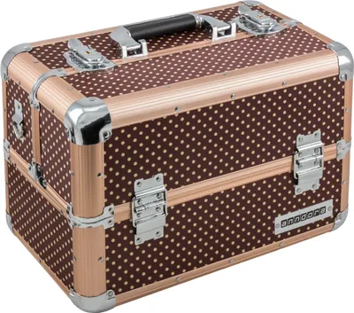 Produktbild von Beauty Case Kosmetikkoffer Schmuckkoffer machhiato dots in metallic Caffer Tragegurt 2 Schlüssel - Braun gepunktet