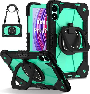 Obrázek produktu pro Pouzdro pro Xiaomi Poco Pad / Redmi Pad Pro 5G odolné přenosné ochranné pouzdro se stojánkem, ručním popruhem a ramenním popruhem černé Tyrkysový