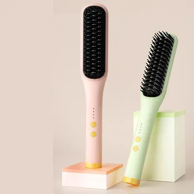 Produktbild von INF Elektrische Haarglättungsbürste 2-in-1 mit Temperaturregelung Rosa