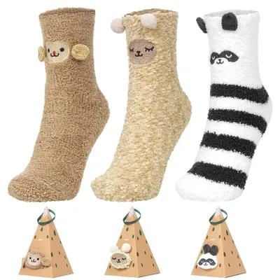Produktbild von Weihnachtssocken - Lustige Winter-Socken - Baumwolle - 3 Paar - Uni