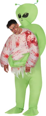 Produktbild von Halloween Alien Abenteuertunika Aufblasbare Figur Kreative Superhelden Überraschung Spannender Zeichentrickkostüm Spaß Marsbewohner Gruseliger Effekt, Größe: 52 - 54 (L) Farbe: Grün