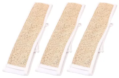 Produktbild von Loofah-Schwämme, natürliche Peeling-Wirkung – Duschschwämme – Hautreinigung – Peelingbürste für den Körper – Baumwollrückseite – 3 Stück – Badeschwämme