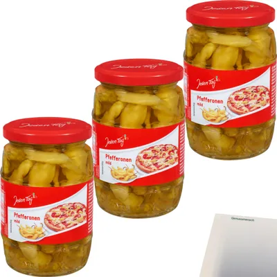 Produktbild von Jeden Tag Pfefferonen mild 3er Pack (3x300g Glas) + usy Block