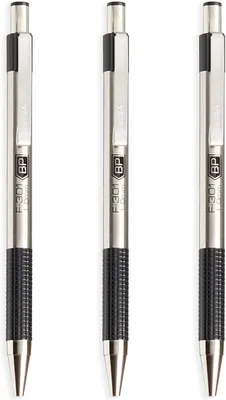 Obrázek produktu pro Zebra F-301 – Automatická propiska z nerezové oceli – šířka hrotu 1,0 mm – černá barva – balení 3 kusů