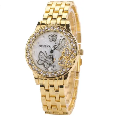 Zdjęcie produktu dla Zegarek Zircon Butterfly - Złoty, Elegancki i Nowoczesny KP4710