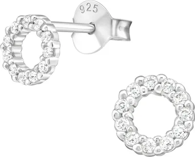 Produktbild von Ohrringe Ohrstecker 925 Sterling Silber mit Kreis mit Zirkoniasteinen
