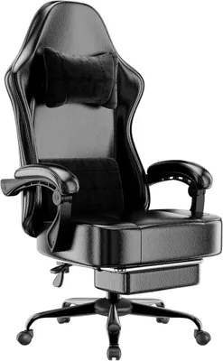 Produktbild von Ergonomischer Bürostuhl, Heimbüro-Schreibtischstühle mit Verstellbarer Kopfstütze, Computerstuhl mit hoher Rückenlehne mit Rollen und Stahlbeinen (Schwarz)