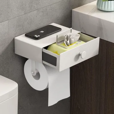 Produktbild von Toilettenschrank mit Feuchttüchern, Wandmontage, weiß
