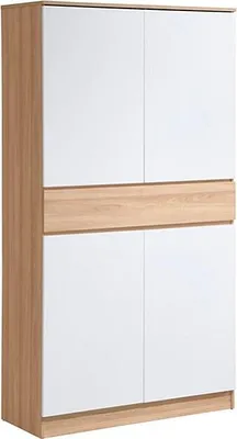 Produktbild von Schuhschrank 4-türig mit 1 Schublade - Weiß und Natur - COVIANA