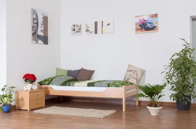 Produktbild von Einzelbett "Easy Premium Line" K1/1n, Buche Vollholz massiv Natur - Maße: 90 x 190 cm