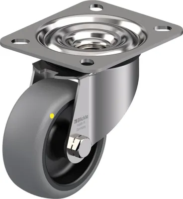 Image de 80mm stainless steel swivel castor with grey electrically conductive thermoplast