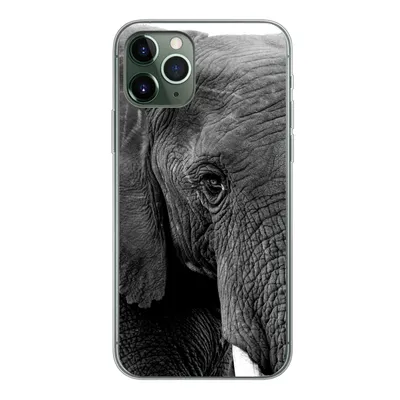Produktbild von MuchoWow® Handyhülle Schutzhülle Hülle für iPhone 11 Pro Elefant - Tiere - Schwarz - Weiß - Natur Silikon Softcase Handy Hülle - Handy