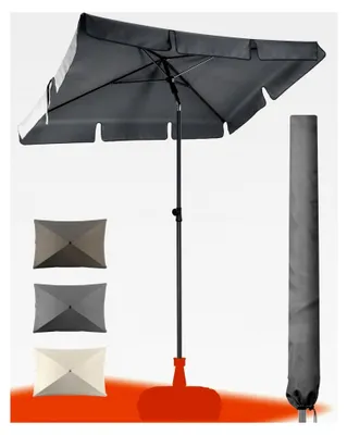 Produktbild von Rechteckiger Sonnenschirm für den Balkon mit Schutzhülle - UV50+ Sonnenschirm 200x125cm in Anthrazit, höhenverstellbar und mit Knickfunktion