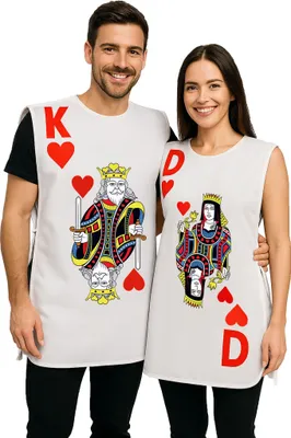 Produktbild von Spielkarten Kostüm Herz Dame und Herz König Paarkostüm für Erwachsene