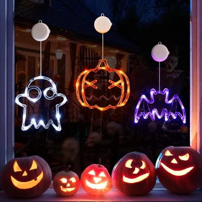 Produktbild von LOLStar Halloween Fensterlichter Kürbis Geist Fledermaus Timer