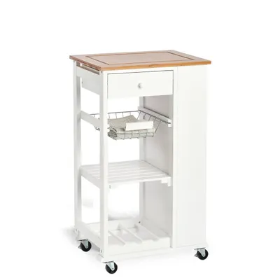 Produktbild von Zeller Küchenrollwagen, Bambus/MDF, weiß, 50 x 37 x 86,5 cm