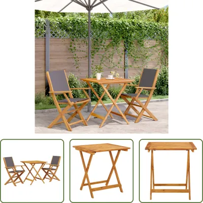Produktbild von The Living Store 3-tlg. Bistro-Set Anthrazit Stoff und Massivholz