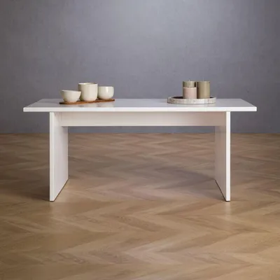 Produktbild von Couchtisch SALTO aus massivem Kiefernholz, weiß - minimalistischer Wohnzimmertisch, rechteckig, Sofatisch für jedes Wohnzimmer passend