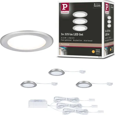 Image de Paulmann LED lampes à encastrer pour meubles, set de 3 pièces