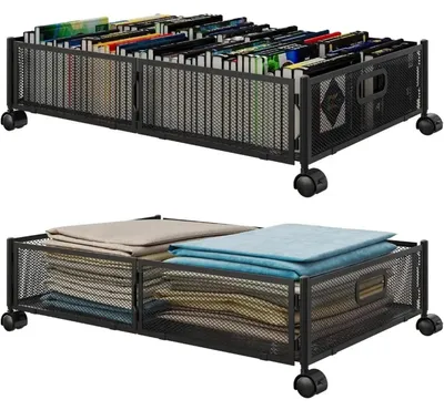 Image de Boîtes de rangement pour sous le lit, équipées de roulettes