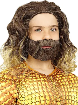 Produktbild von Aquaman Perücke mit Bart für Kinder