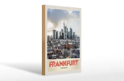 Produktbild von Holzschild Reise 20x30cm Frankfurt Stadt Hochhäuser Altstadt