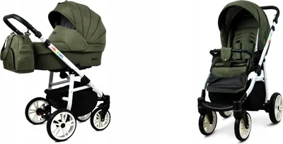 Produktbild von BabyLux® Color Lux | 2in1 Kinderwagen Set | Olive | Kombikinderwagen | Kinderwagenset | Buggy +